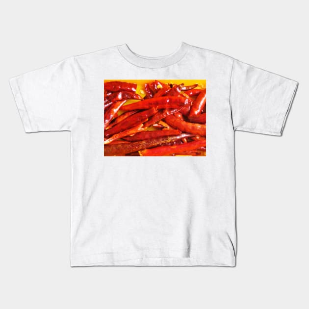 Hot Peppers Kids T-Shirt by MendelSign